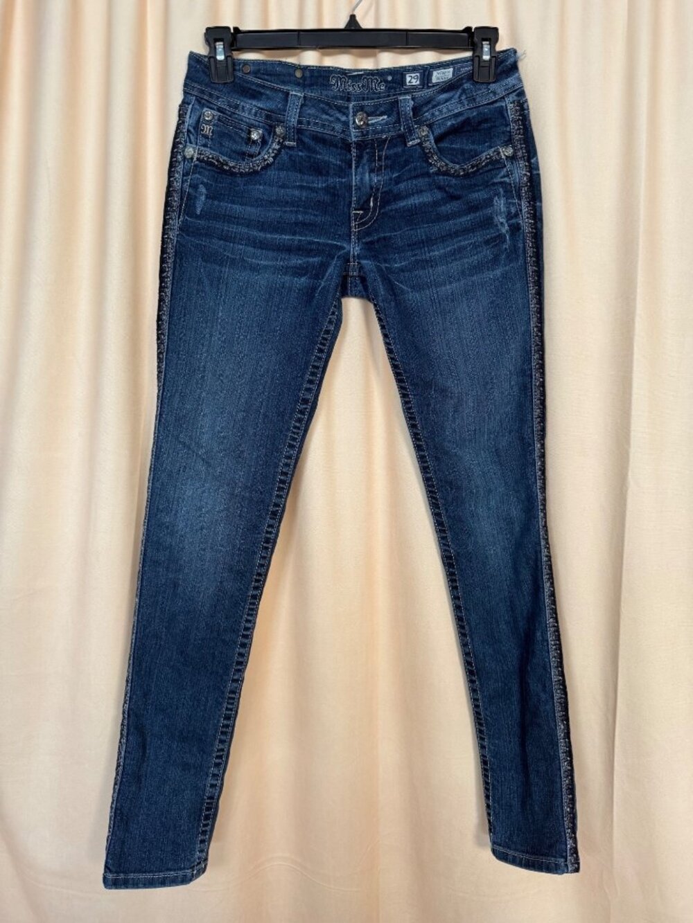 Miss Me Jeans Skinny JS5660S Medium Wash Mid Rise Y2K Size 29 Inseam 32''